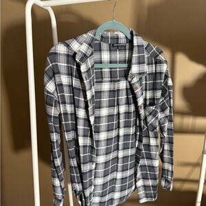 Brandy Melville Charcoal and White Plaid Shirt
